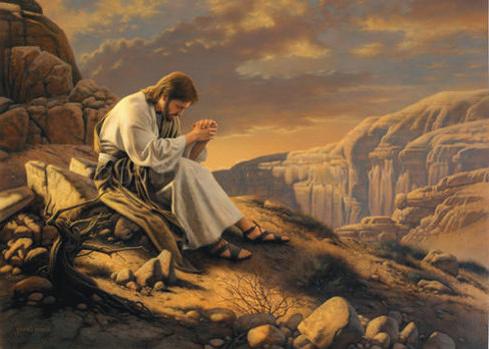 Jesus praying alone in solitude